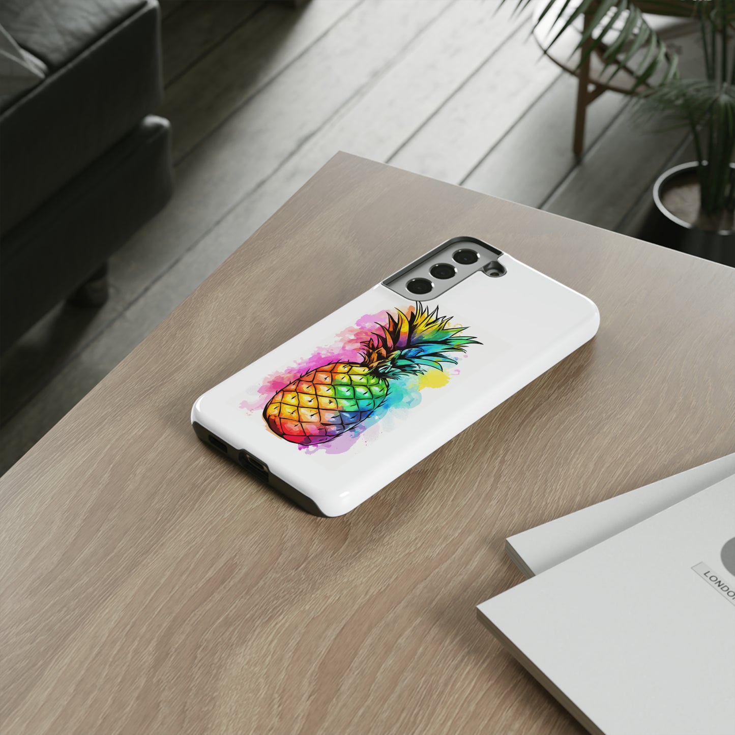 Color Splash Pineapple Hawaiian Phone Case, Tropical, Hibiscus, Wireless Compatible, Protective Cell Phone Case for iPhone, Samsung, Pixel