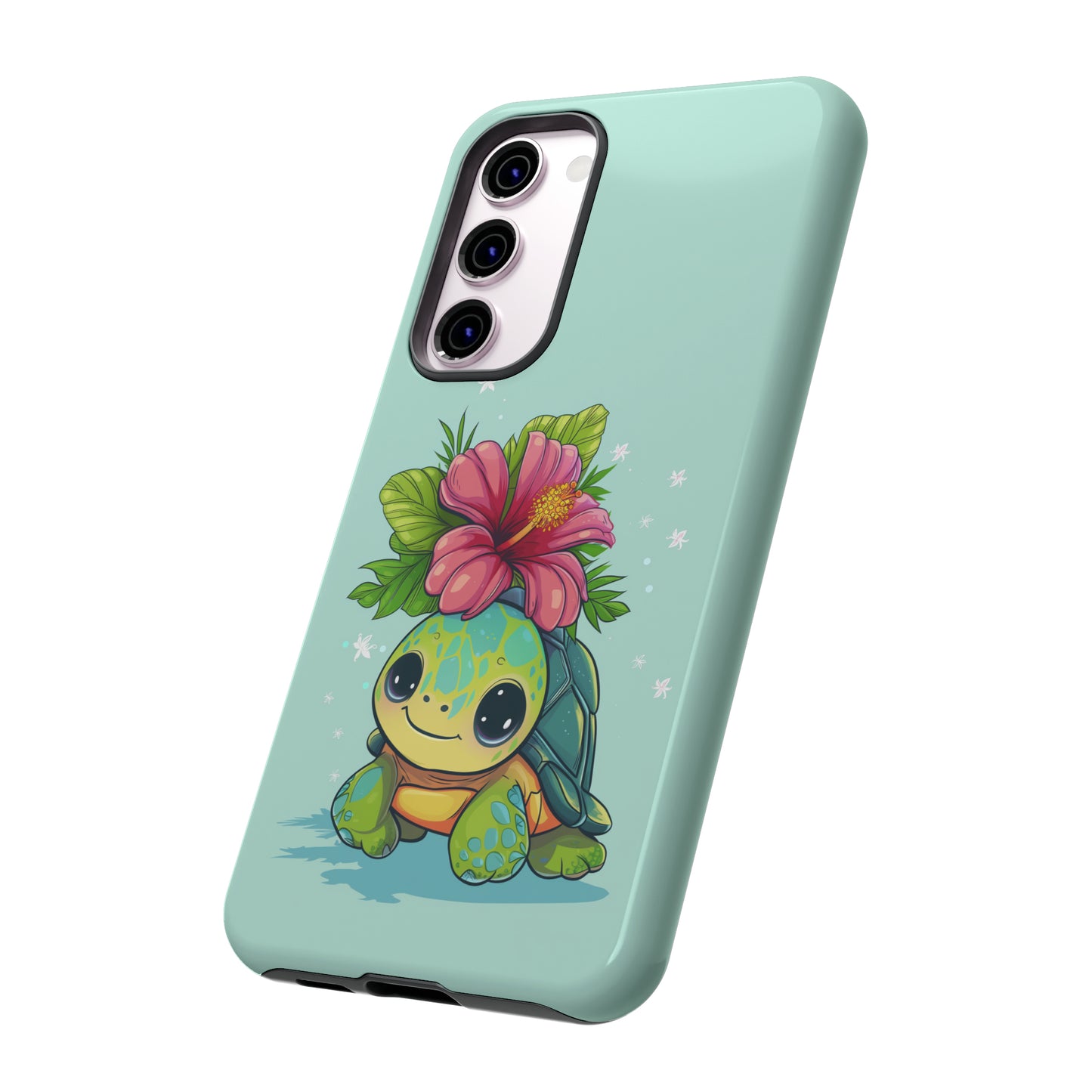 Cute Turtle Hawaiian Phone Case, Tropical, Hibiscus, Wireless Compatible, Protective Cell Phone Case for iPhone, Samsung, Pixel phones