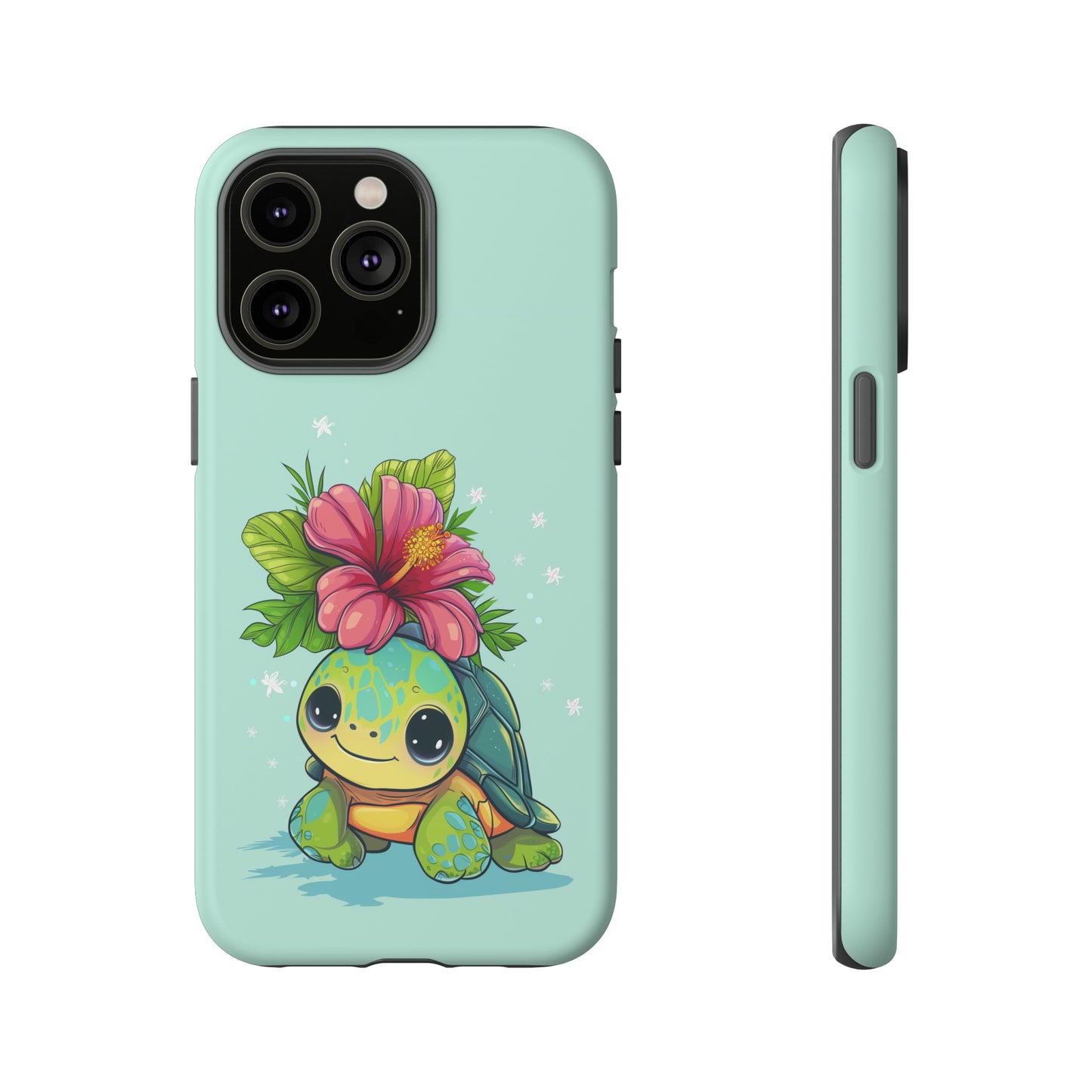 Cute Turtle Hawaiian Phone Case, Tropical, Hibiscus, Wireless Compatible, Protective Cell Phone Case for iPhone, Samsung, Pixel phones