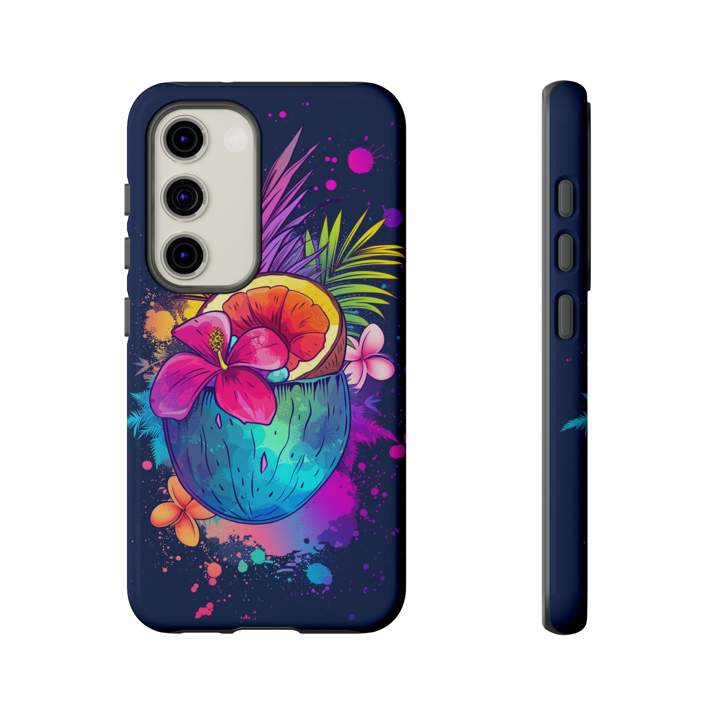 Coconut Dark Colorful Hawaiian Tropical Phone Case, Island Tropics, Wireless Compatible, Protective Cell Phone Case iPhone, Samsung, Pixel