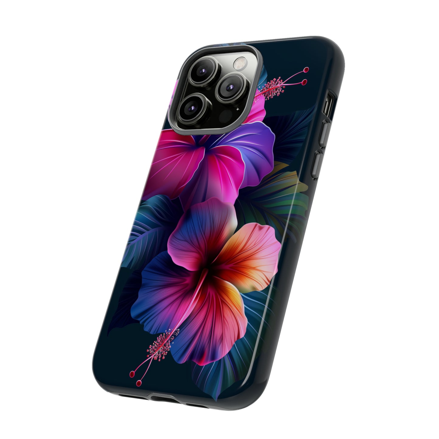 Hibiscus Neon Dark Hawaiian Tropical Phone Case, 808, Island Tropics, Wireless Compatible, Protective Cell Phone Case iPhone, Samsung, Pixel