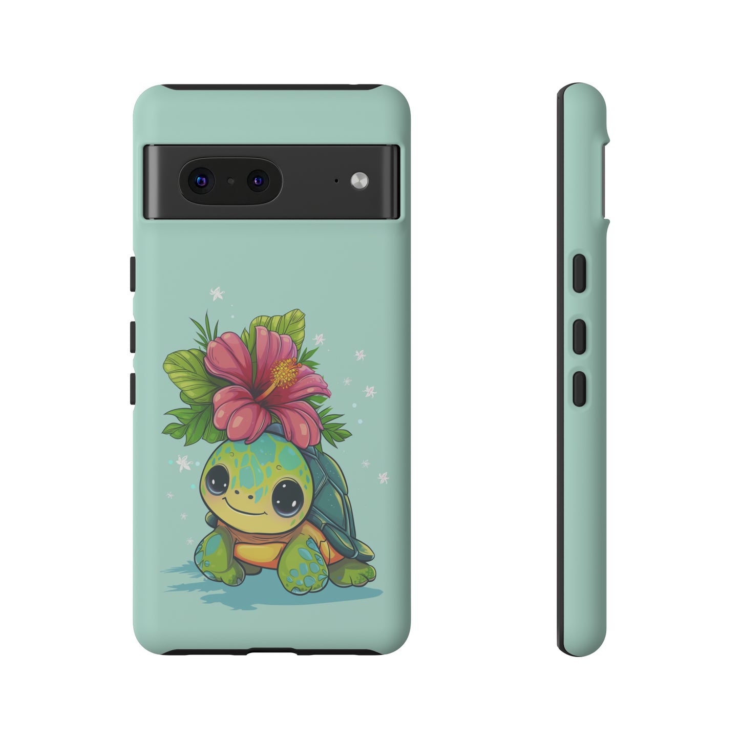 Cute Turtle Hawaiian Phone Case, Tropical, Hibiscus, Wireless Compatible, Protective Cell Phone Case for iPhone, Samsung, Pixel phones