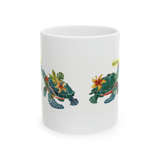 Let's Talk Story Turtles Honu Hibiscus Hawaiian Ceramic Mug 11oz, Hawaii Mug, HI Mug, Aloha Mug, 808 Mug, Island Mug, Tropical Coffee Mug