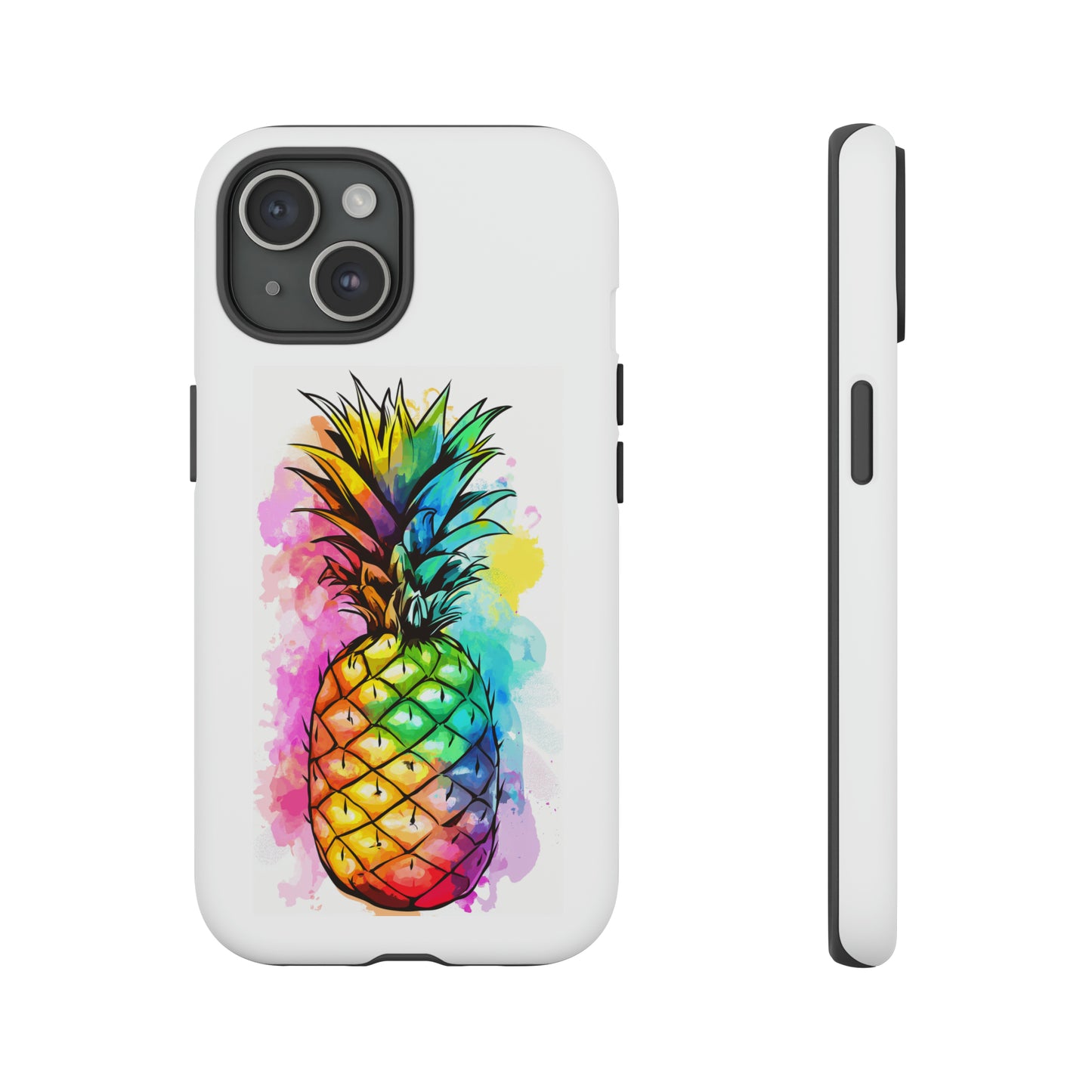 Color Splash Pineapple Hawaiian Phone Case, Tropical, Hibiscus, Wireless Compatible, Protective Cell Phone Case for iPhone, Samsung, Pixel