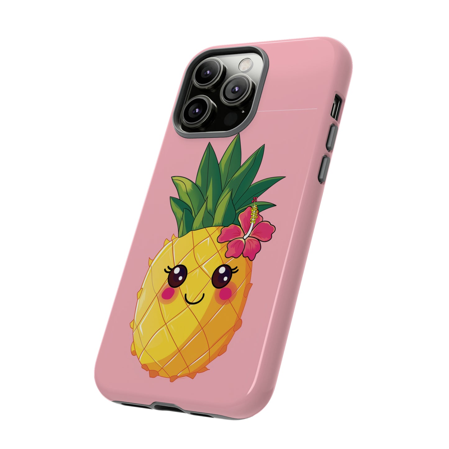 Cute Pineapple Hawaiian Phone Case, Tropical, Hibiscus, Wireless Compatible, Protective Cell Phone Case for iPhone, Samsung, Pixel phones
