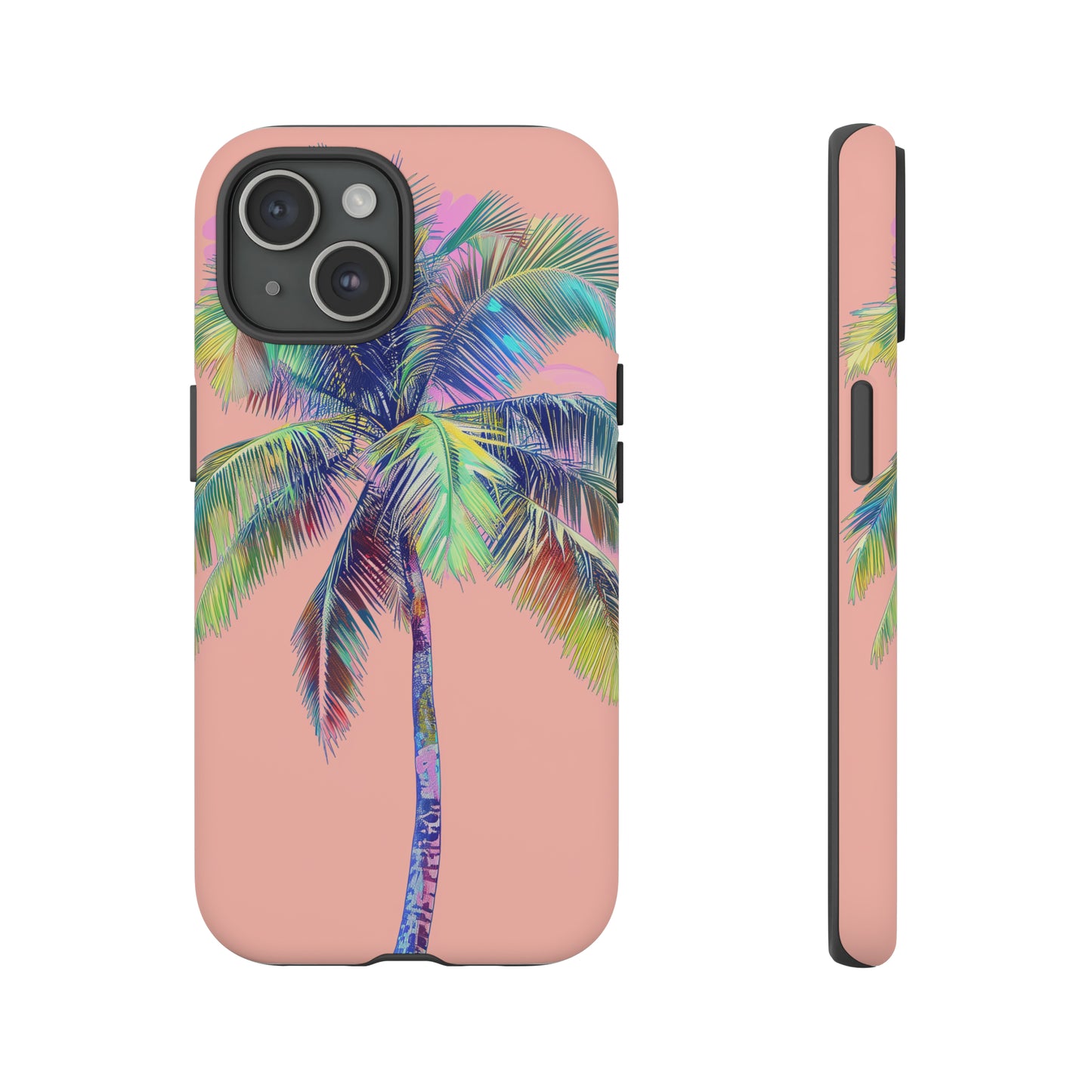 Pink Palm Tree Hawaiian Phone Case, Tropical, Hibiscus, Wireless Compatible, Protective Cell Phone Case for iPhone, Samsung, Pixel phones