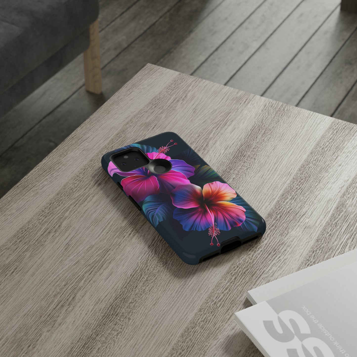 Hibiscus Neon Dark Hawaiian Tropical Phone Case, 808, Island Tropics, Wireless Compatible, Protective Cell Phone Case iPhone, Samsung, Pixel