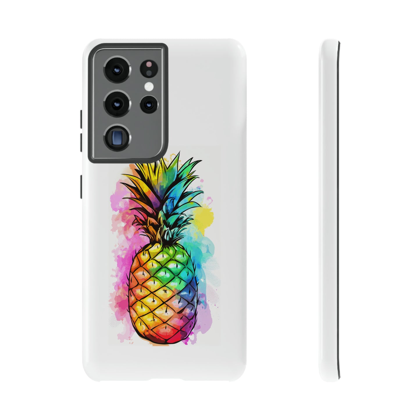 Color Splash Pineapple Hawaiian Phone Case, Tropical, Hibiscus, Wireless Compatible, Protective Cell Phone Case for iPhone, Samsung, Pixel