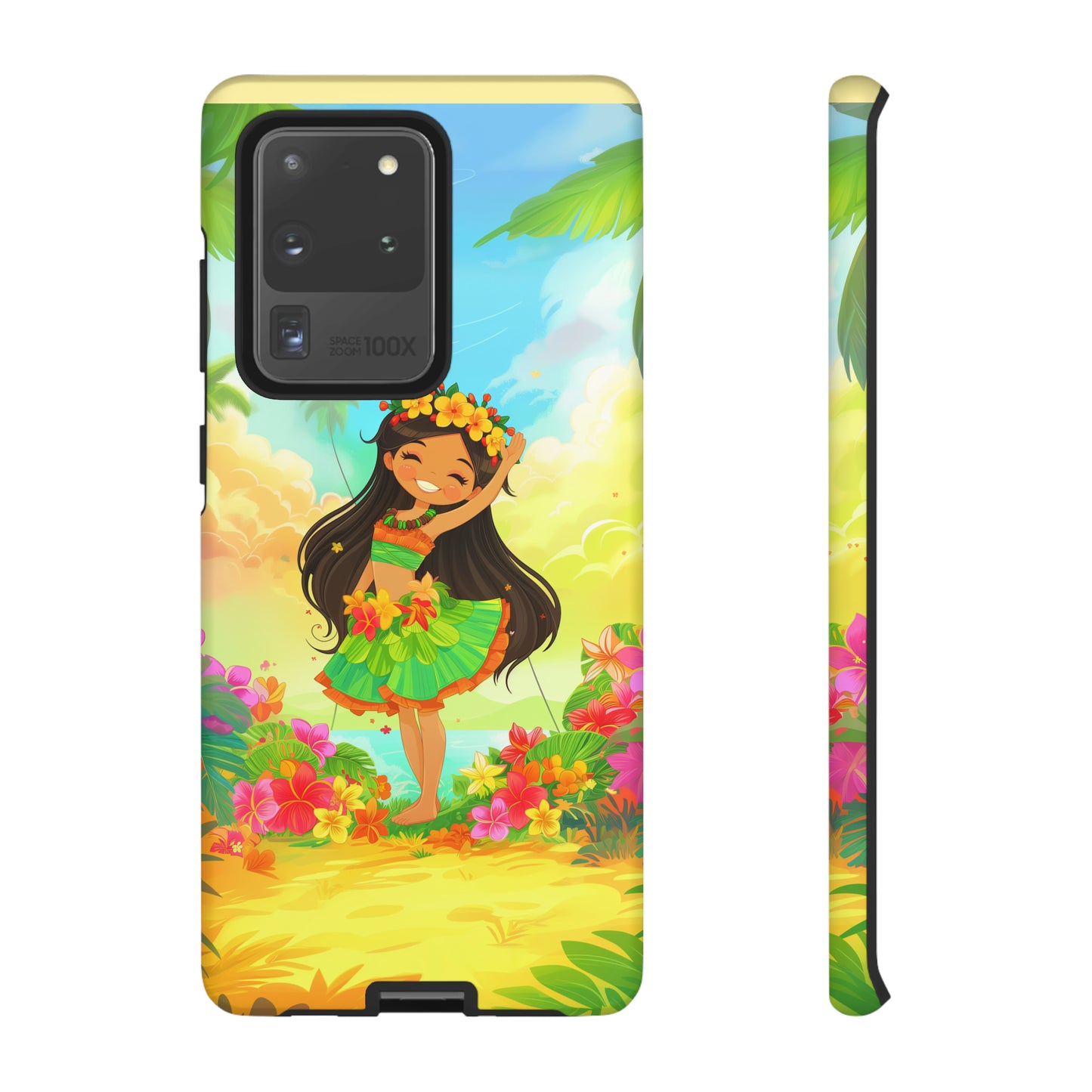 Cute Hula Girl Hawaiian Phone Case, Tropical, Hibiscus, Wireless Compatible, Protective Cell Phone Case for iPhone, Samsung, Pixel phones