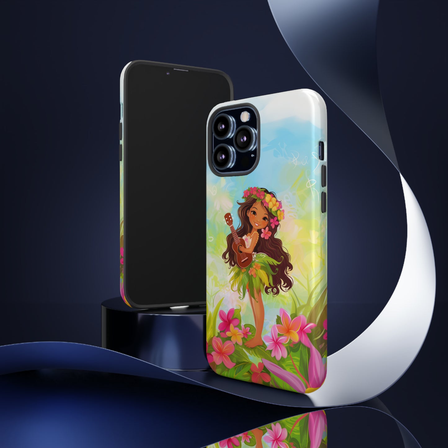 Cute Hula Girl Hawaiian Phone Case, Tropical, Hibiscus, Wireless Compatible, Protective Cell Phone Case for iPhone, Samsung, Pixel phones
