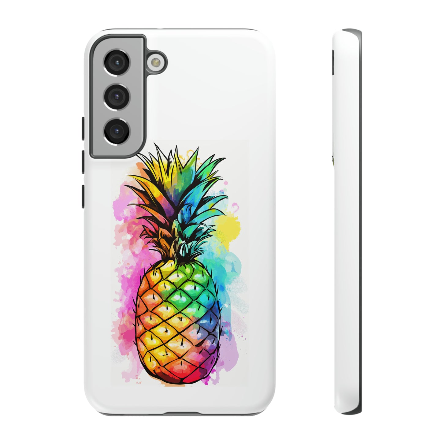 Color Splash Pineapple Hawaiian Phone Case, Tropical, Hibiscus, Wireless Compatible, Protective Cell Phone Case for iPhone, Samsung, Pixel