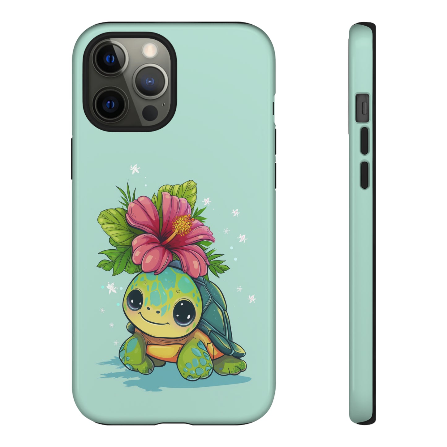 Cute Turtle Hawaiian Phone Case, Tropical, Hibiscus, Wireless Compatible, Protective Cell Phone Case for iPhone, Samsung, Pixel phones