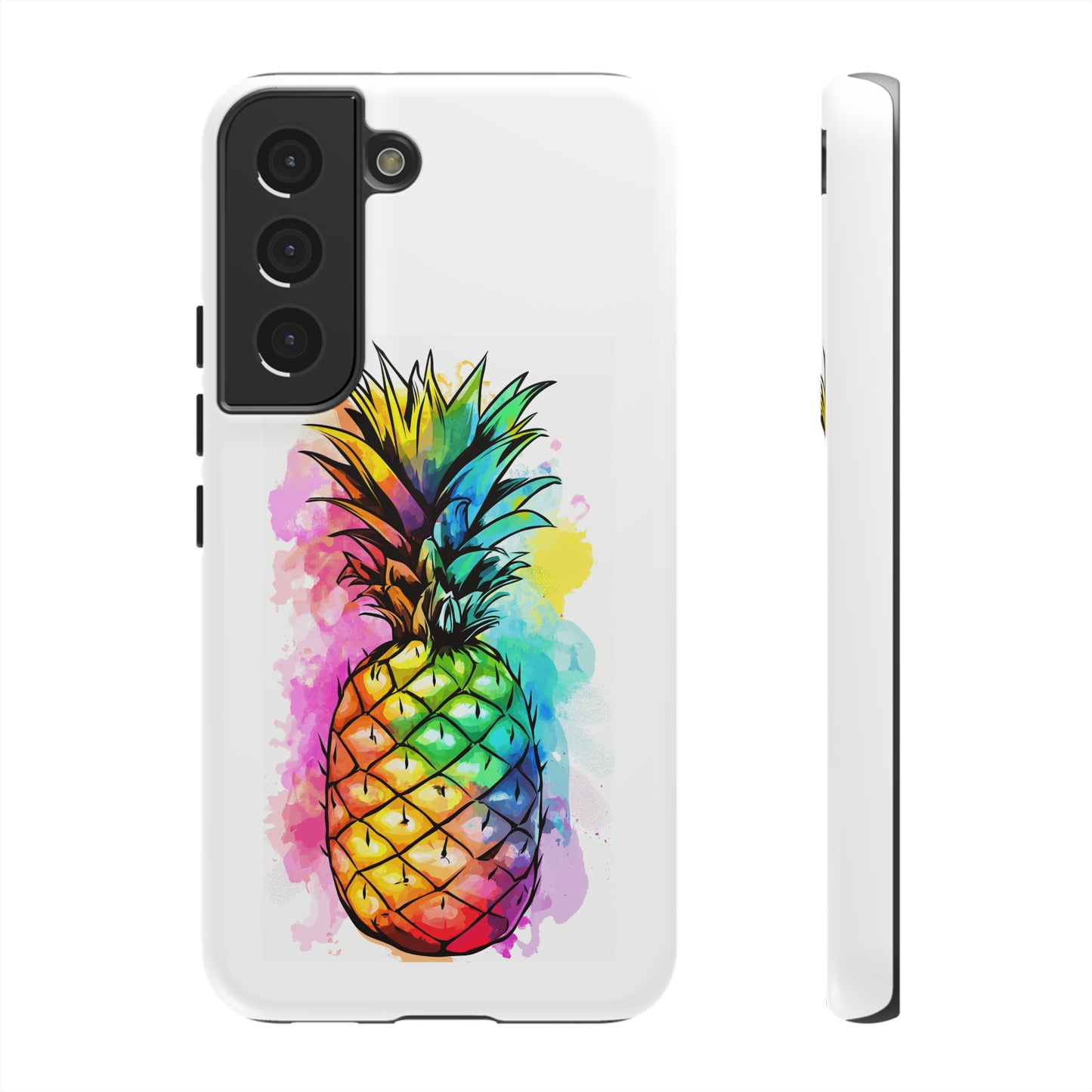Color Splash Pineapple Hawaiian Phone Case, Tropical, Hibiscus, Wireless Compatible, Protective Cell Phone Case for iPhone, Samsung, Pixel