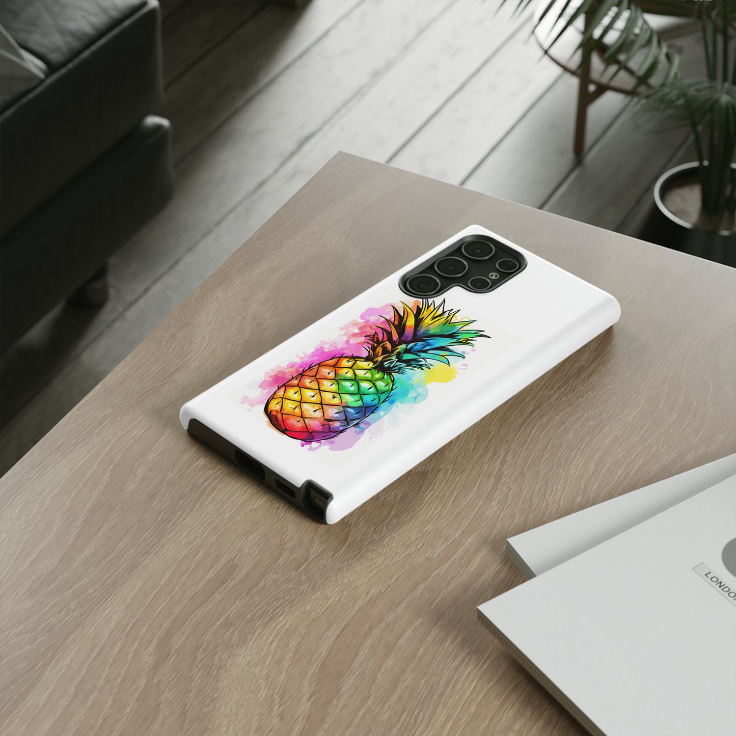 Color Splash Pineapple Hawaiian Phone Case, Tropical, Hibiscus, Wireless Compatible, Protective Cell Phone Case for iPhone, Samsung, Pixel