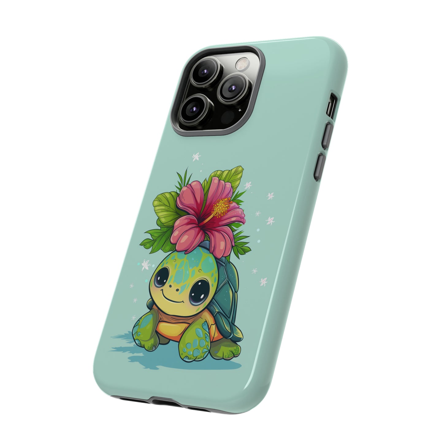 Cute Turtle Hawaiian Phone Case, Tropical, Hibiscus, Wireless Compatible, Protective Cell Phone Case for iPhone, Samsung, Pixel phones
