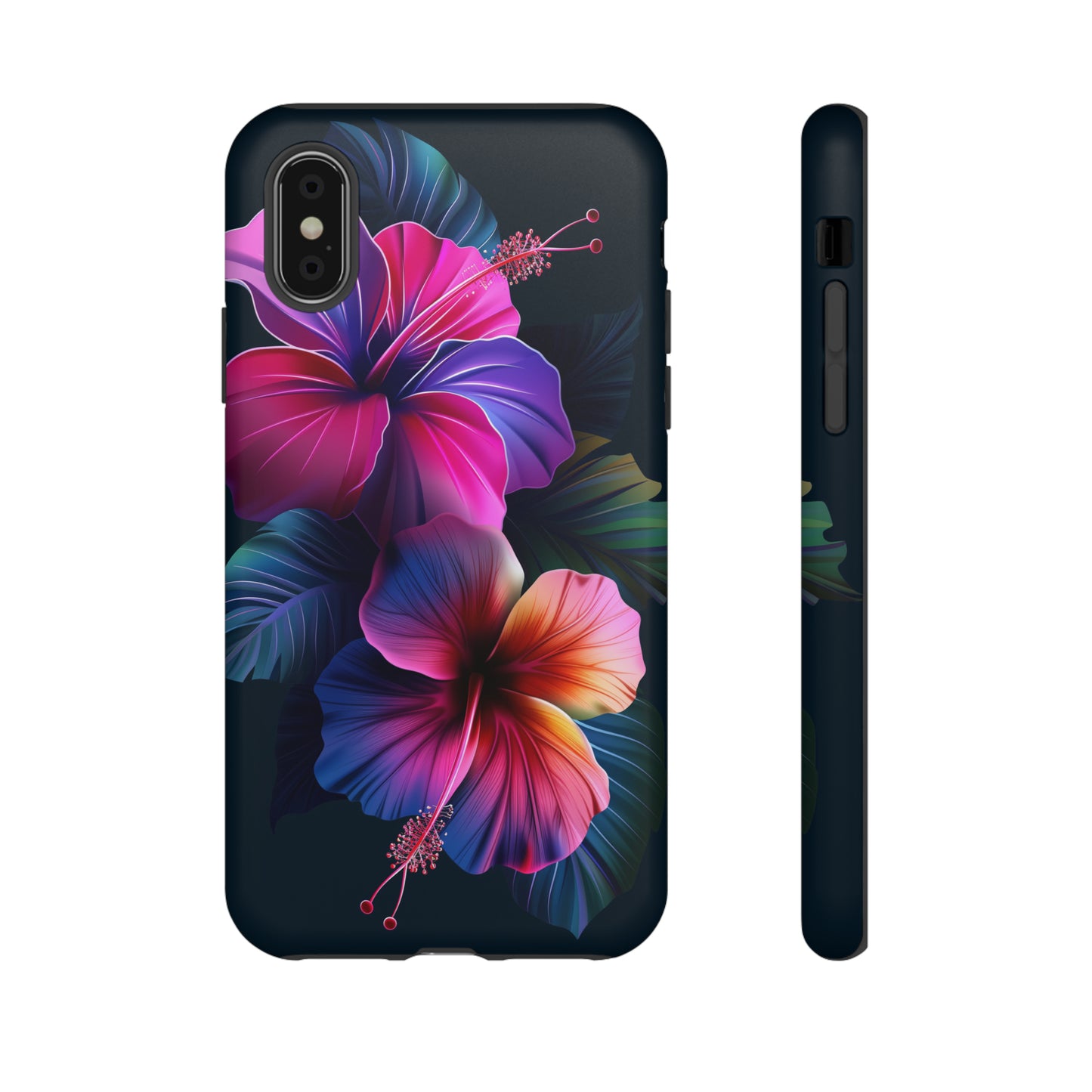 Hibiscus Neon Dark Hawaiian Tropical Phone Case, 808, Island Tropics, Wireless Compatible, Protective Cell Phone Case iPhone, Samsung, Pixel