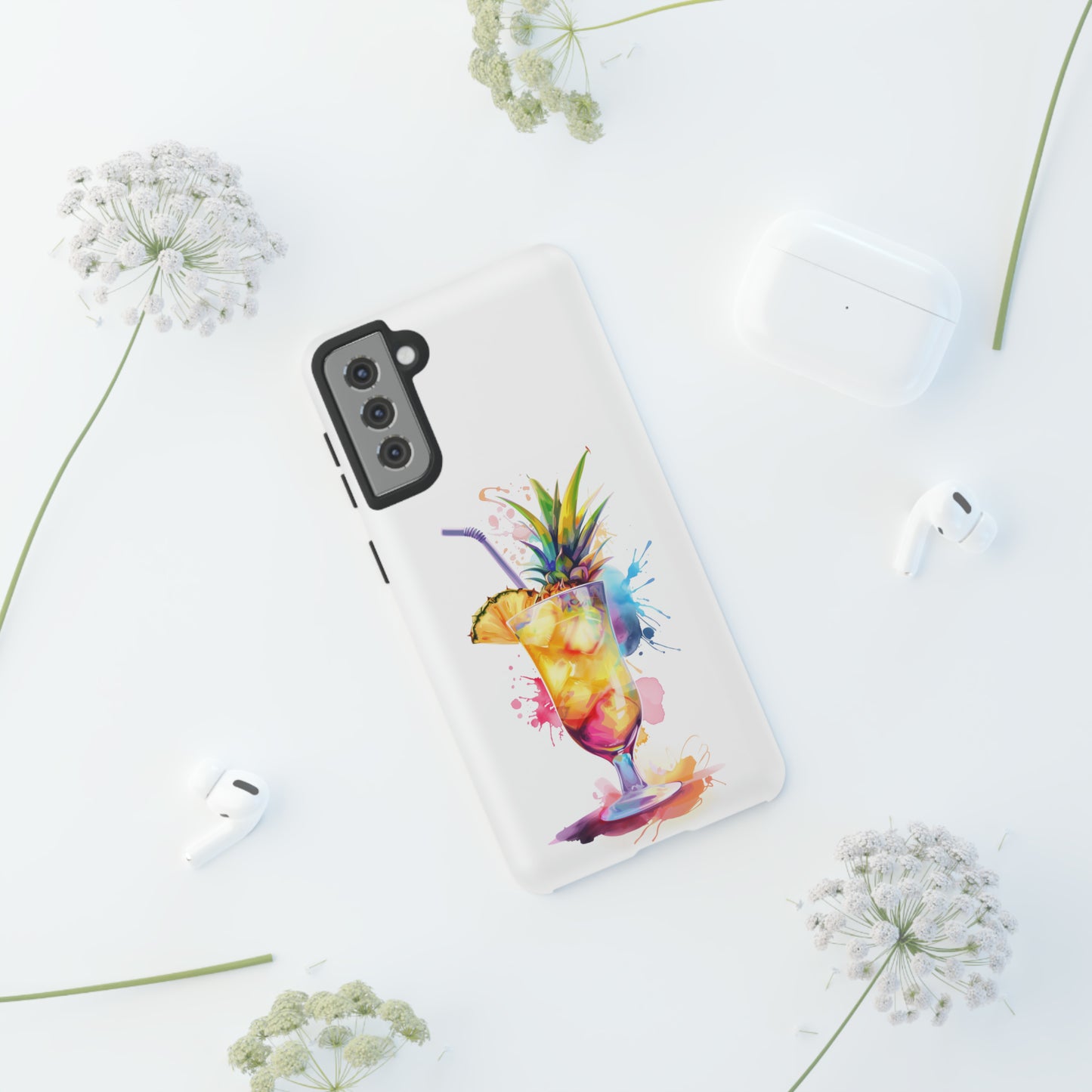 Pina Colada Cocktail Hawaiian Tropical Phone Case, Island Tropics, Wireless Compatible, Protective Cell Phone Case iPhone, Samsung, Pixel