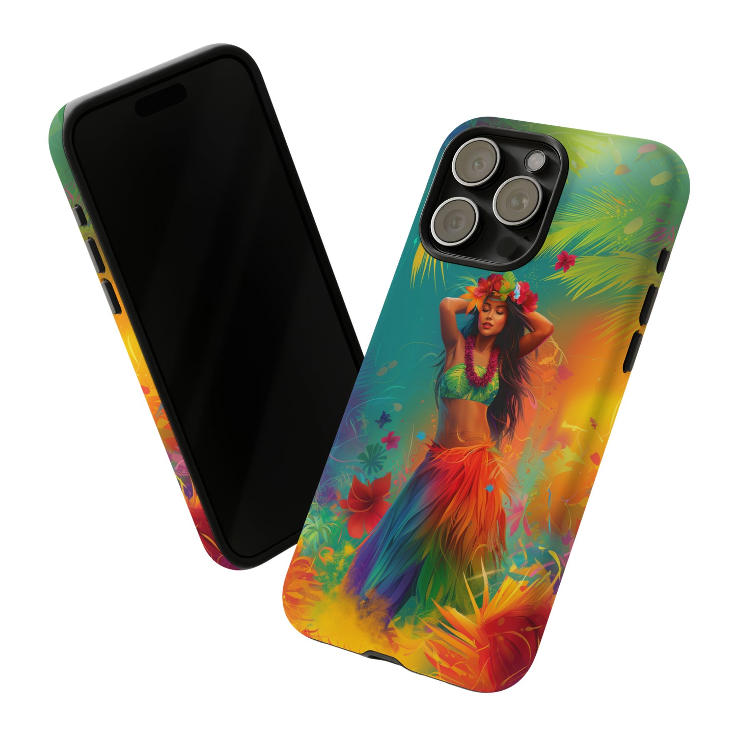 Hula Girl Hawaiian Phone Case, Tropical, Hibiscus, Wireless Compatible, Protective Cell Phone Case for iPhone, Samsung, Pixel phones