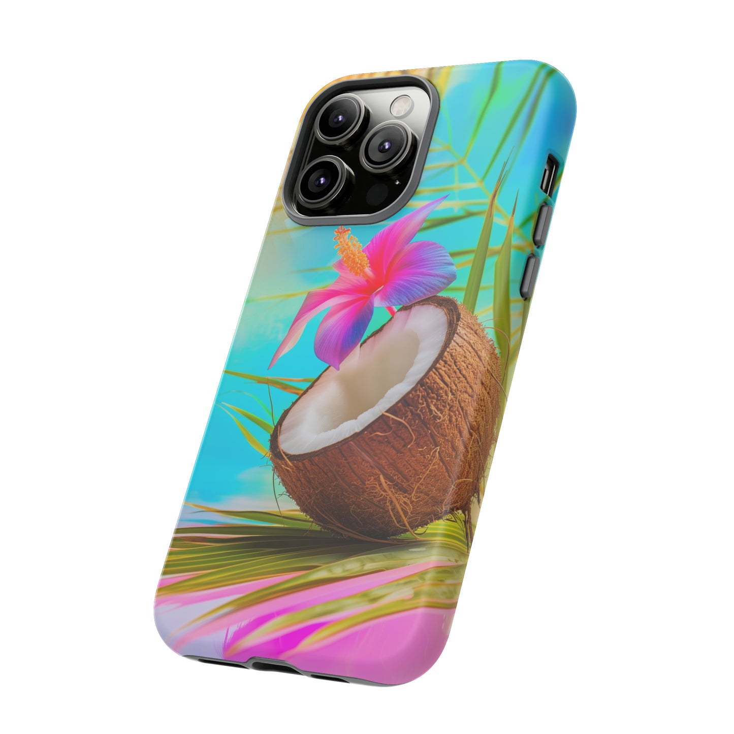 Coconut Colorful Hawaiian Tropical Phone Case, 808, Island Tropics, Wireless Compatible, Protective Cell Phone Case iPhone, Samsung, Pixel