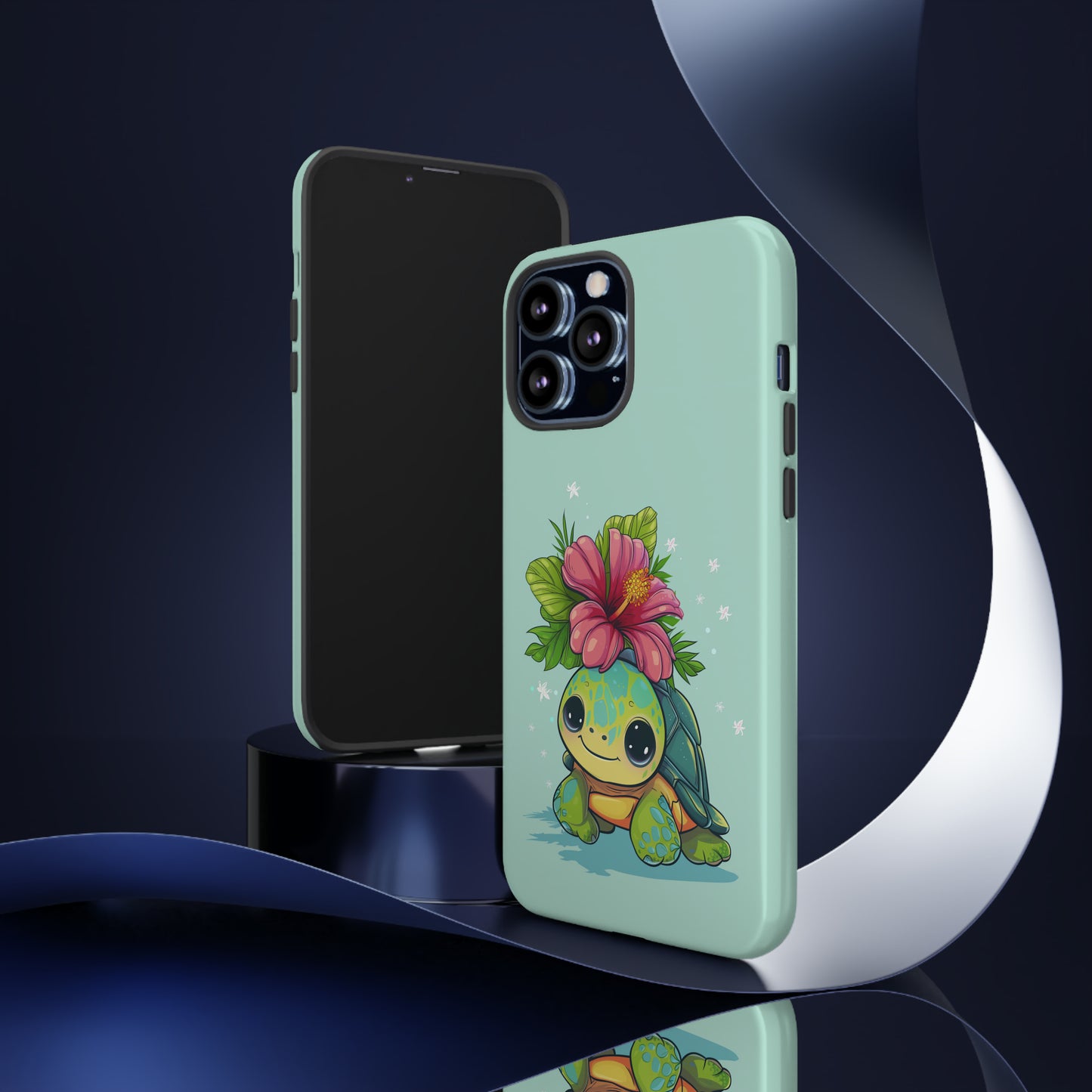 Cute Turtle Hawaiian Phone Case, Tropical, Hibiscus, Wireless Compatible, Protective Cell Phone Case for iPhone, Samsung, Pixel phones