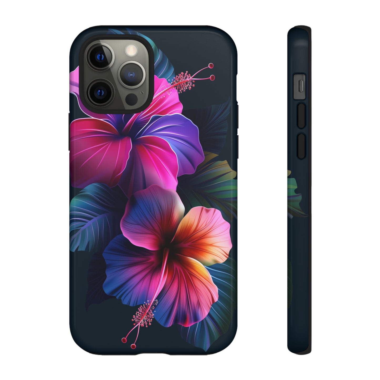 Hibiscus Neon Dark Hawaiian Tropical Phone Case, 808, Island Tropics, Wireless Compatible, Protective Cell Phone Case iPhone, Samsung, Pixel