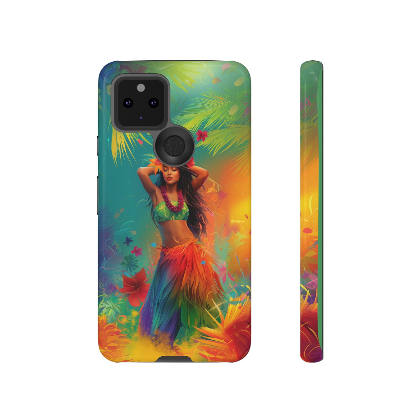 Hula Girl Hawaiian Phone Case, Tropical, Hibiscus, Wireless Compatible, Protective Cell Phone Case for iPhone, Samsung, Pixel phones