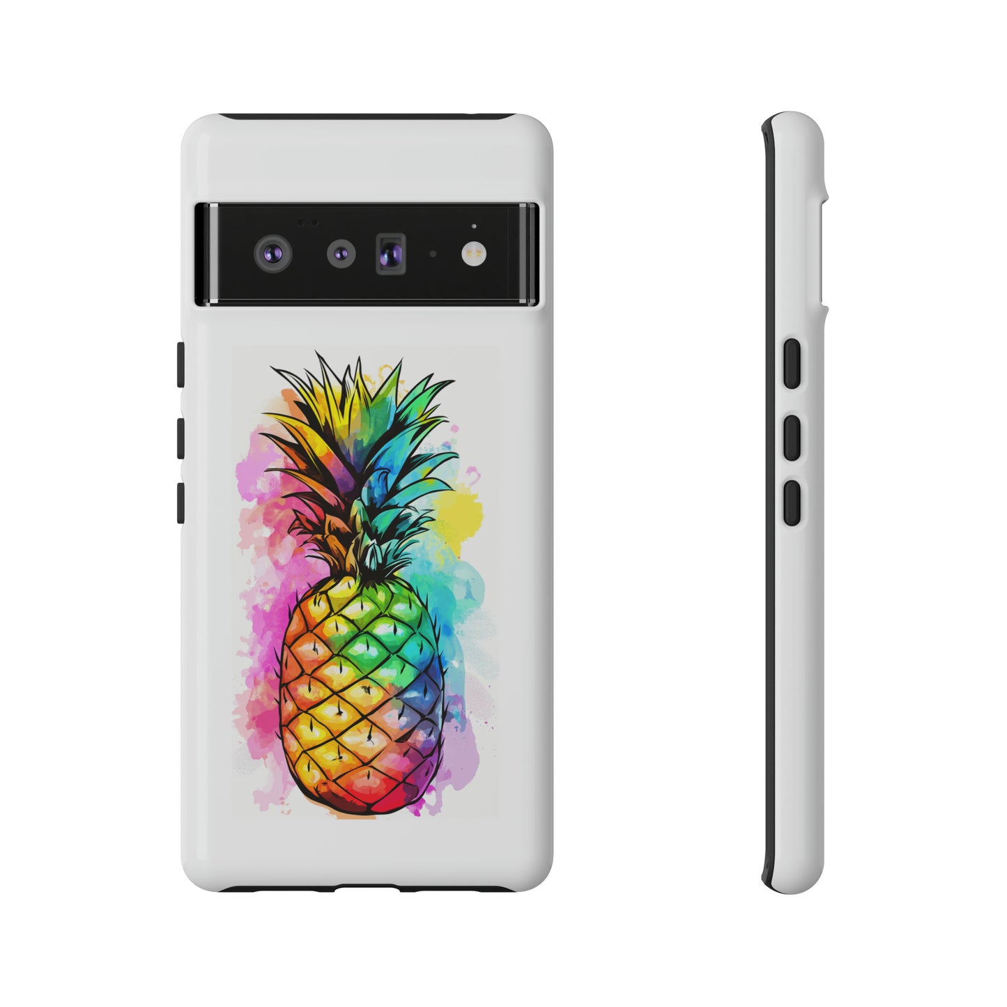 Color Splash Pineapple Hawaiian Phone Case, Tropical, Hibiscus, Wireless Compatible, Protective Cell Phone Case for iPhone, Samsung, Pixel