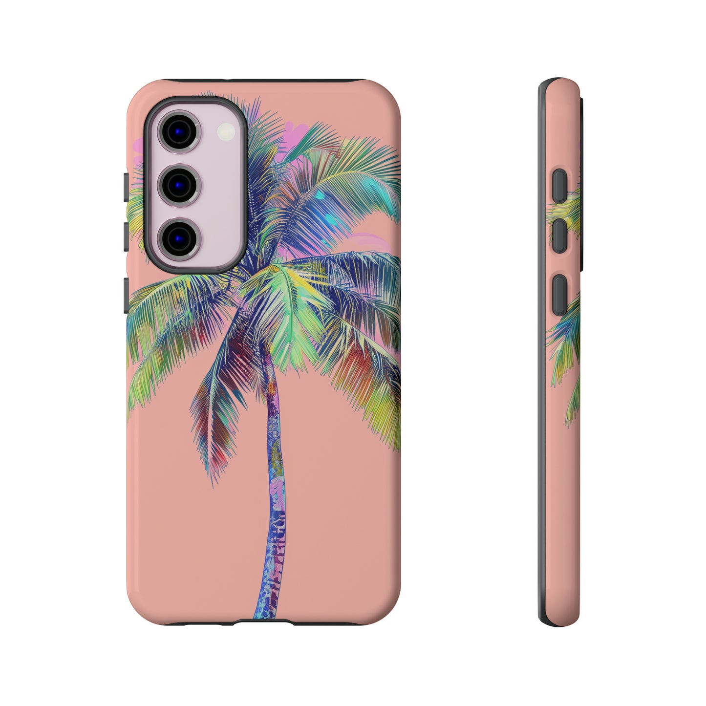 Pink Palm Tree Hawaiian Phone Case, Tropical, Hibiscus, Wireless Compatible, Protective Cell Phone Case for iPhone, Samsung, Pixel phones
