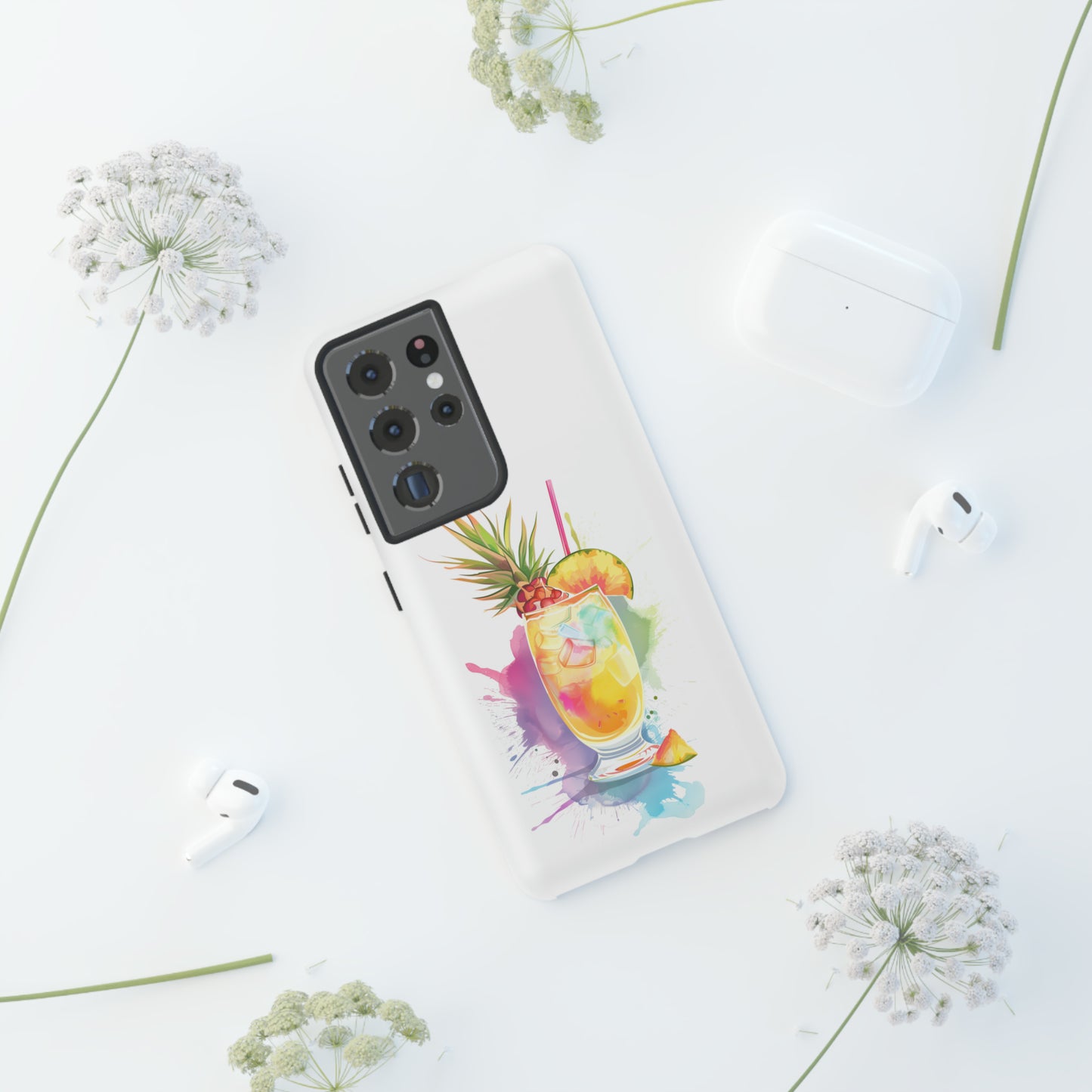 Pina Colada Cocktail Hawaiian Tropical Phone Case, Island Tropics, Wireless Compatible, Protective Cell Phone Case iPhone, Samsung, Pixel