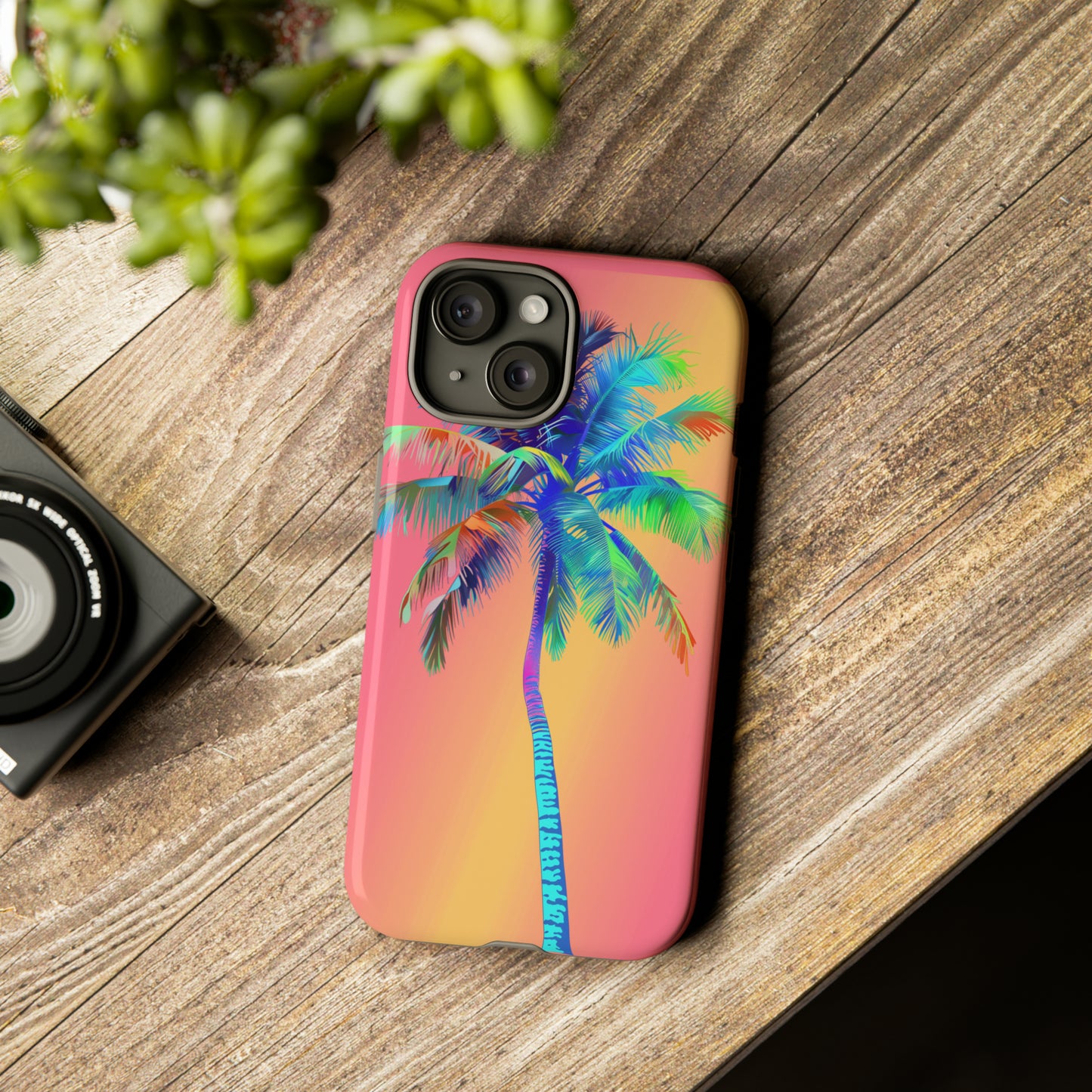 Palm Tree Pink Hawaiian Tropical Phone Case, 808, Island Tropics, Wireless Compatible, Protective Cell Phone Case for iPhone, Samsung, Pixel