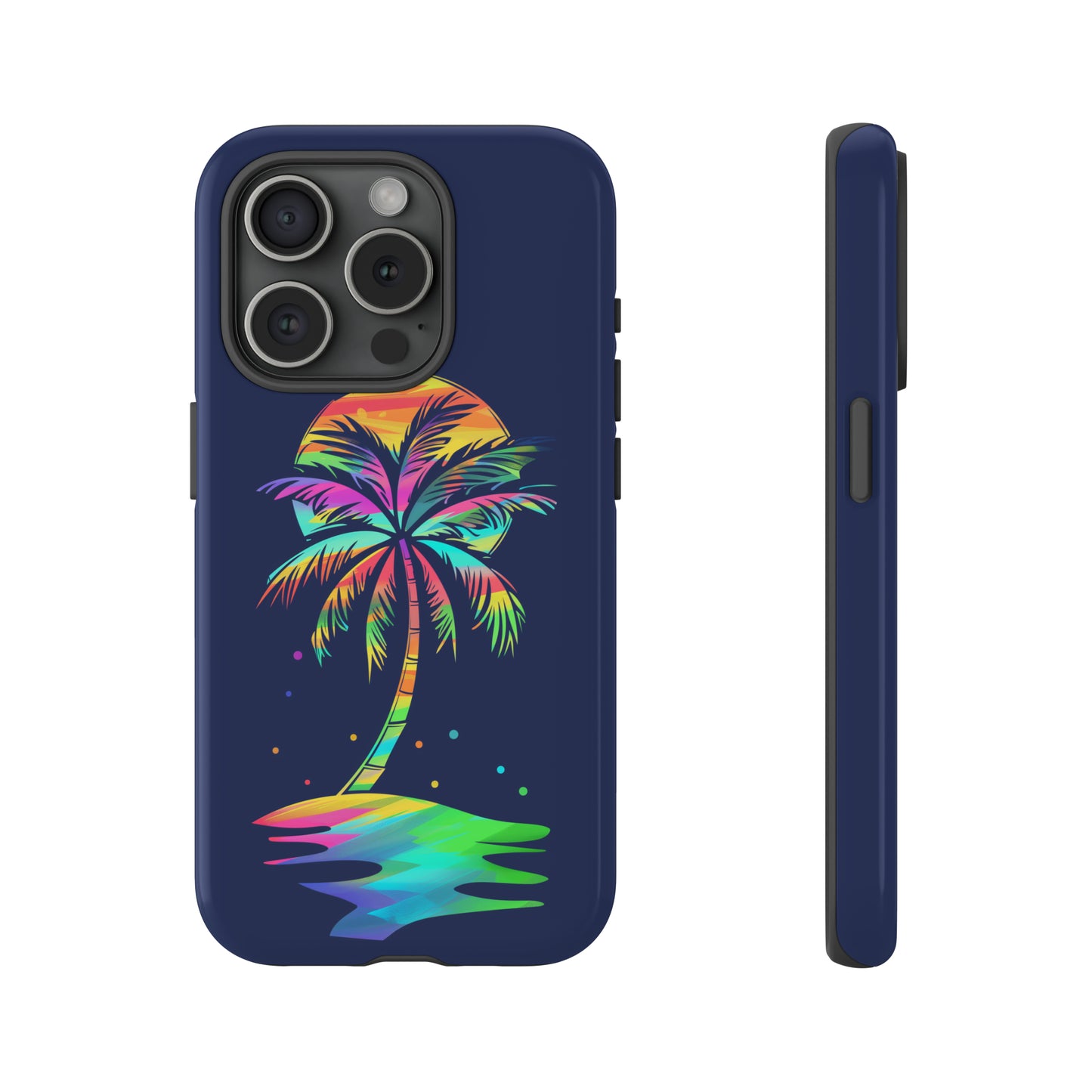 Night Palm Tree Hawaiian Phone Case, Tropical, Hibiscus, Wireless Compatible, Protective Cell Phone Case for iPhone, Samsung, Pixel phones
