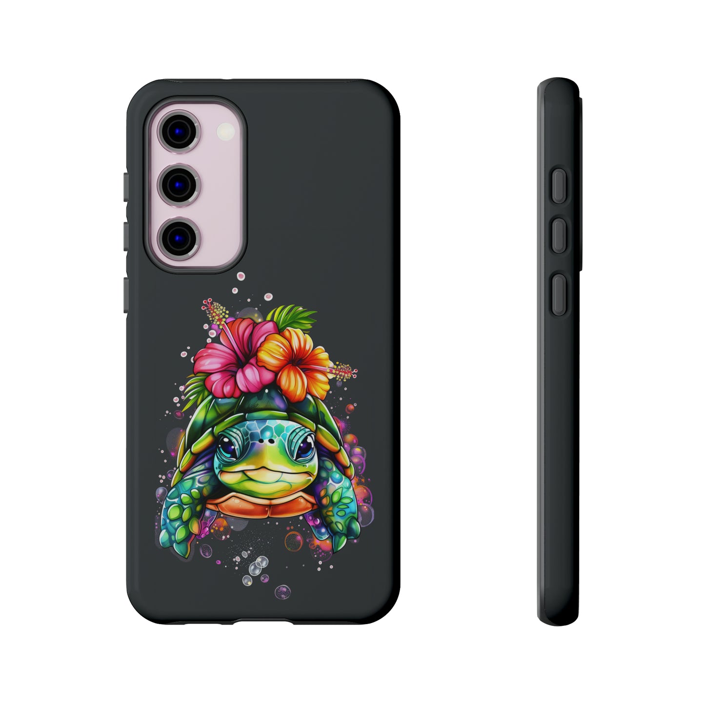 Color Splash Turtle Hawaiian Phone Case, Tropical, Hibiscus, Wireless Compatible, Protective Cell Phone Case for iPhone, Samsung, Pixel
