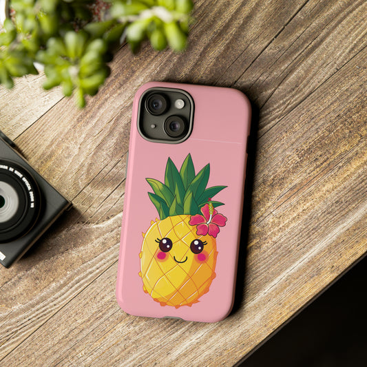 Cute Pineapple Hawaiian Phone Case, Tropical, Hibiscus, Wireless Compatible, Protective Cell Phone Case for iPhone, Samsung, Pixel phones