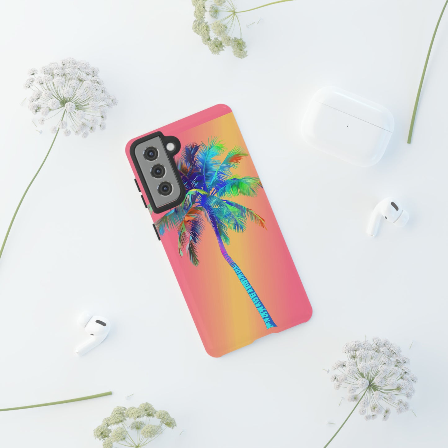 Palm Tree Pink Hawaiian Tropical Phone Case, 808, Island Tropics, Wireless Compatible, Protective Cell Phone Case for iPhone, Samsung, Pixel