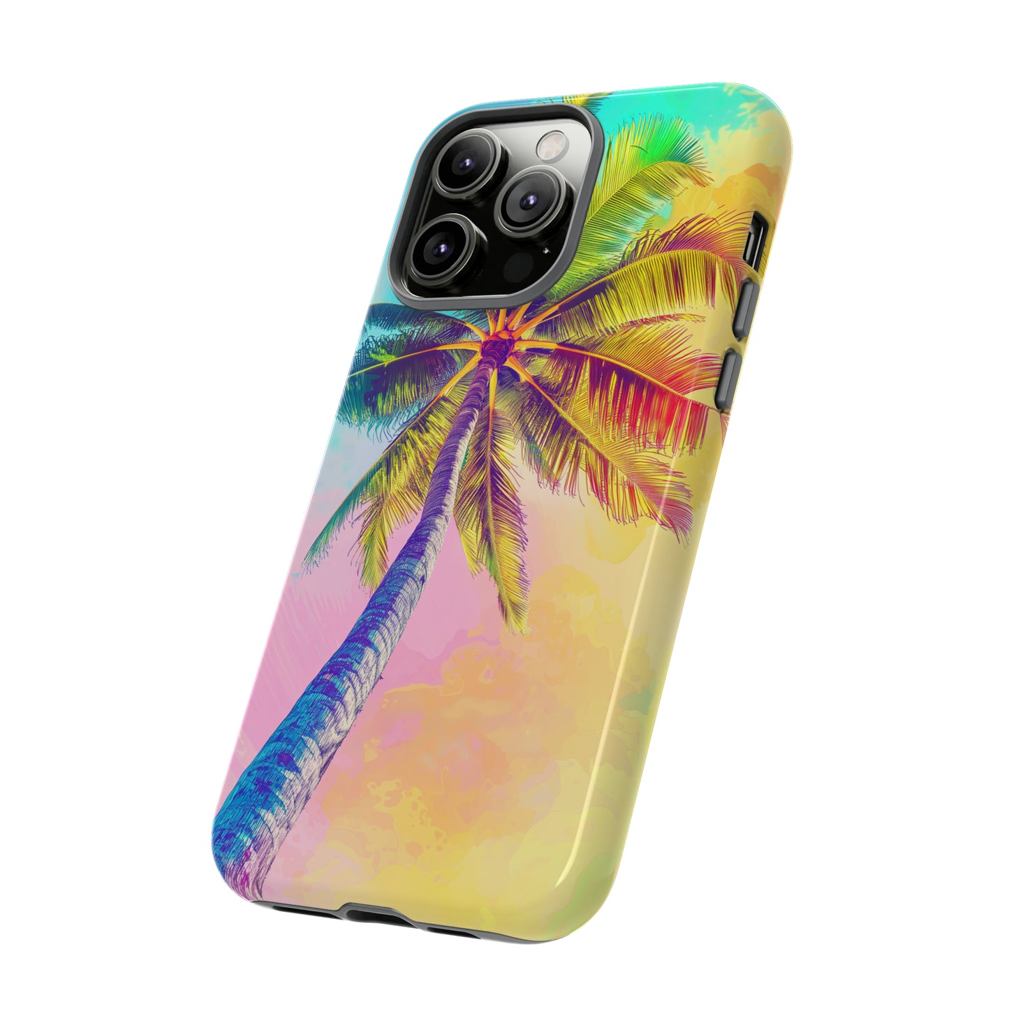 Palm Tree Colorful Hawaiian Tropical Phone Case, 808, Island Tropics, Wireless Compatible, Protective Cell Phone Case iPhone, Samsung, Pixel