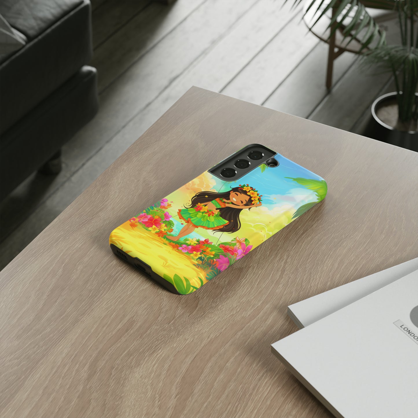 Cute Hula Girl Hawaiian Phone Case, Tropical, Hibiscus, Wireless Compatible, Protective Cell Phone Case for iPhone, Samsung, Pixel phones